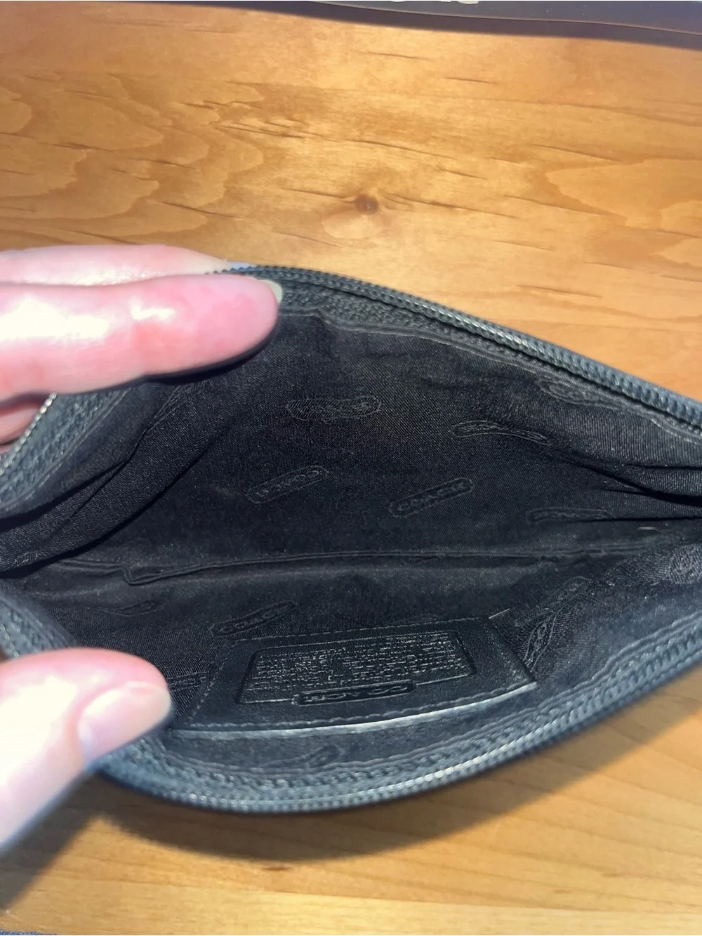 Coach Vintage Black Leather Zip Pouch with Logo Tag